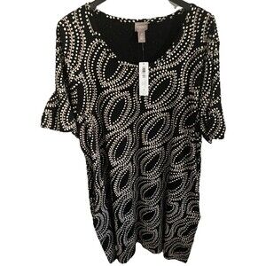 Chicos Dress 4 Black Paisley NEW $69 Retail Side Pockets midi